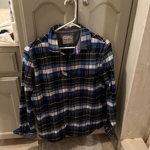 Flag & Anthem Blue and Black Plaid Button-Up Shirt Size M